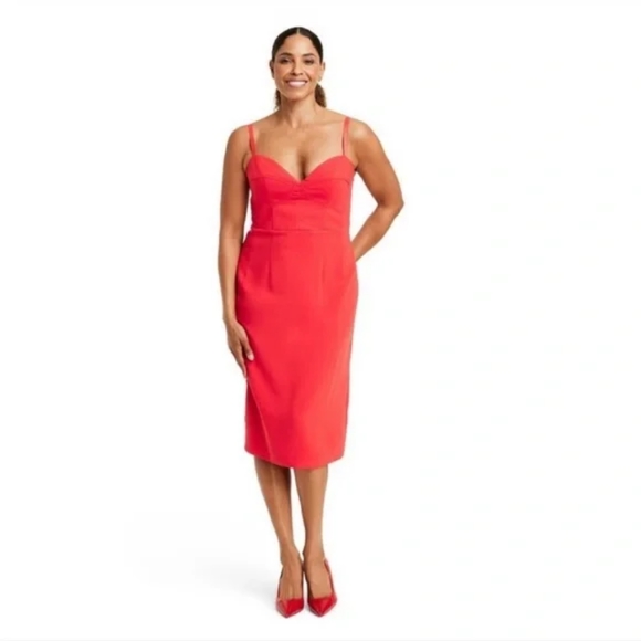 Sergio Hudson X Target Red Bustier Midi Dress Size Medium - Picture 1 of 12